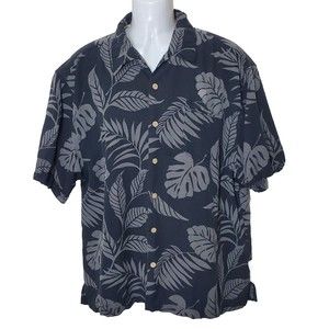 Jamaica Jaxx Shirt Mens XXL Black Silk Hawaiian Button Up Short Sleeve Camp